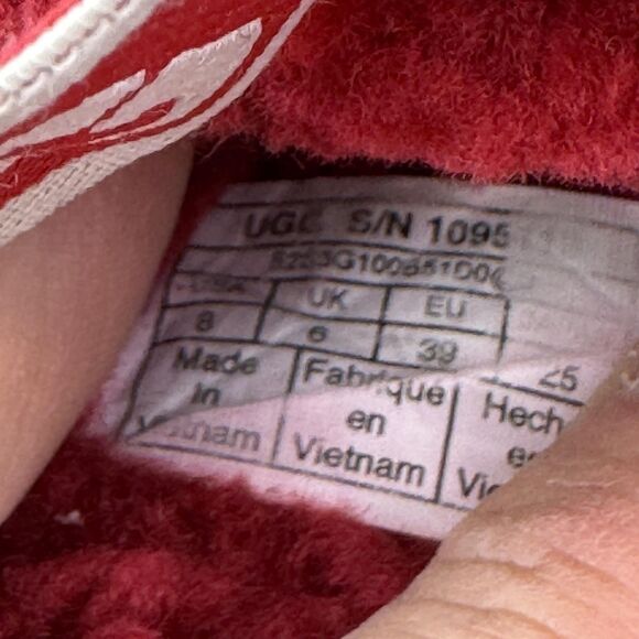 UGG Shoes Womens Size 8 Red Fluff Yeah Slide Shearling Slingback Slippers Plush - Picture 10 of 11